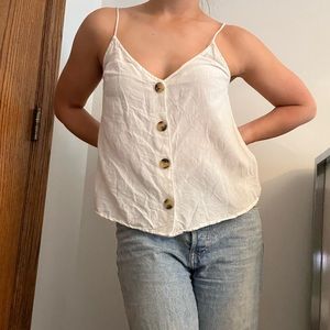 OYSHO White Linen Button Cami